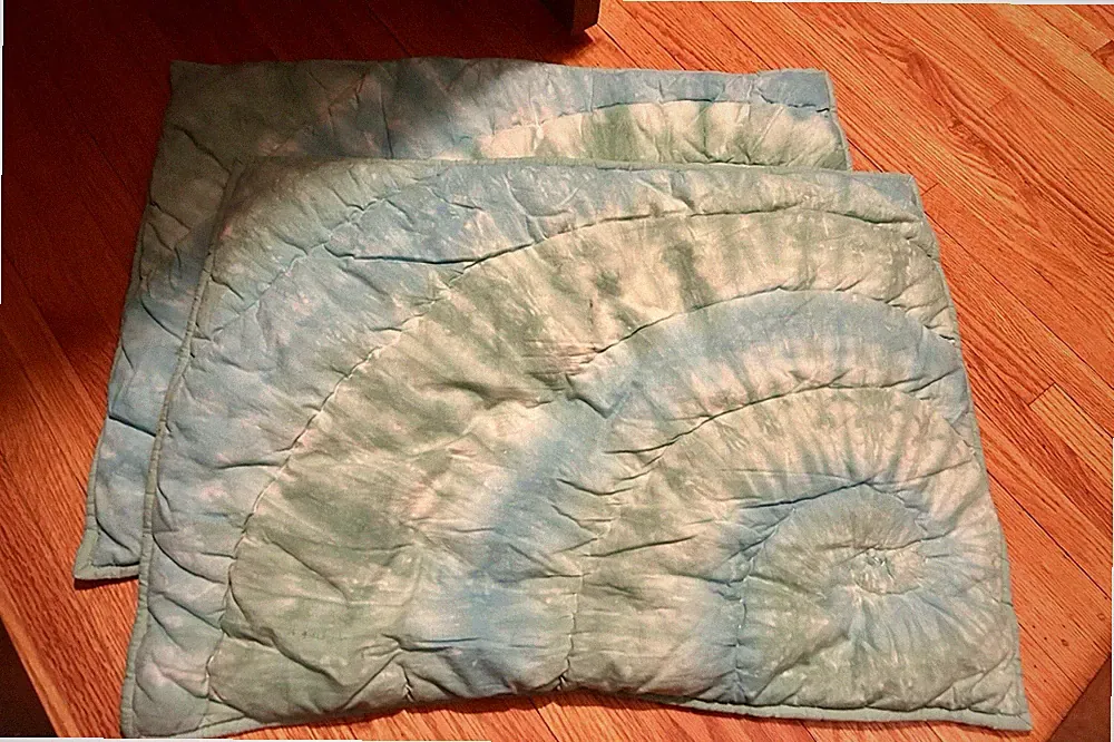 2 x Pottery Barn Teen Tie-Dye Pool Euro Shams Aqua Blue Green