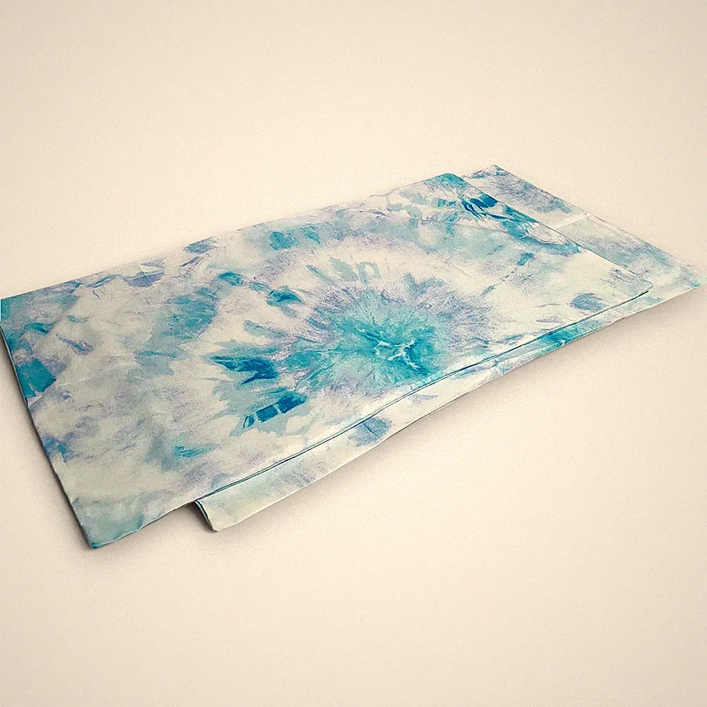 2pc Vibrant Retro Blue White Tie Dye King Size Pillow Shams 35"x 20" NWOT