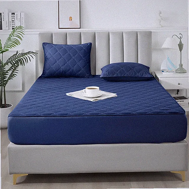 Blue Twin Size Waterproof Mattress Protector Pad Silent Fitted Sheet Style