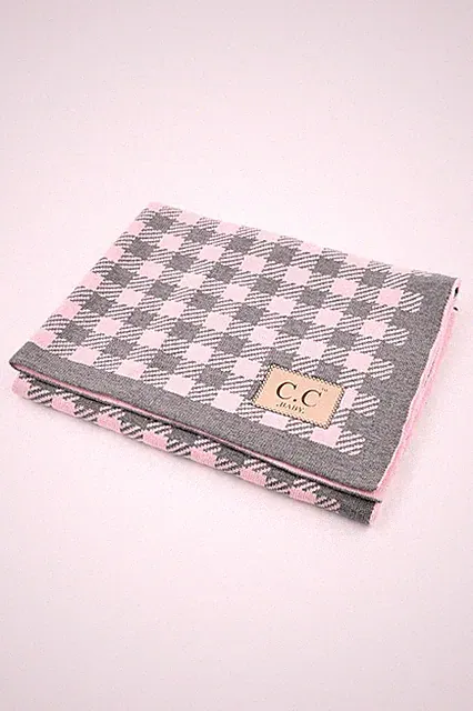 C.C Kids Toddler Baby Luxury Soft Warm Buffalo Check Knit Throw Blanket