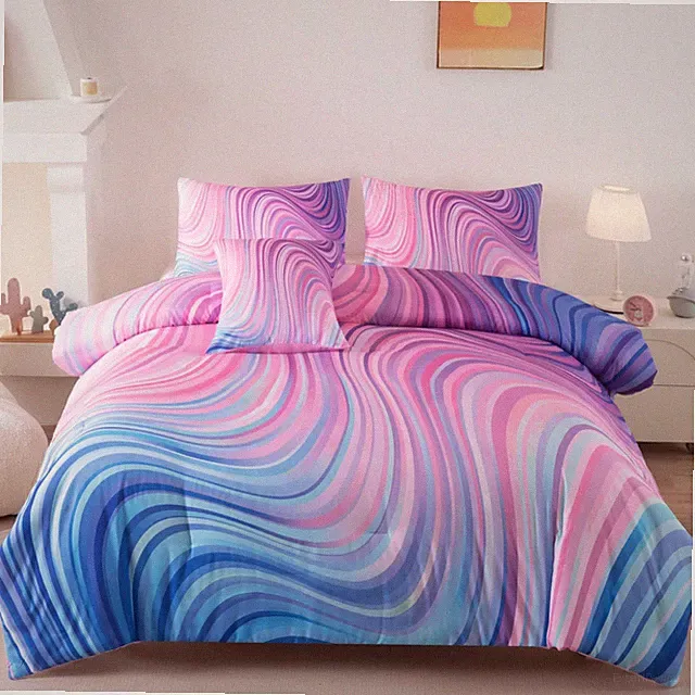 Full Bedding Set for Girls, Tie Dye Superior Girls Comforter Set, Blue Pink P...