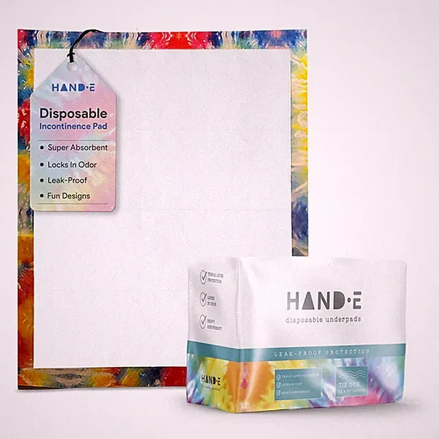 Hand-E Pink Disposable Underpads for Incontinence - 10 Pack - Tie Dye