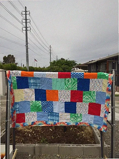 Handmade Reversible Patchwork Quilt Scrappy Cotton with Colorful Tie-Dye Fleece