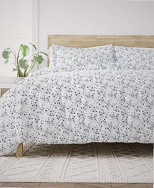 Kaycie Gray Star Tie Dye Duvet Cover Set - Navy - Twin