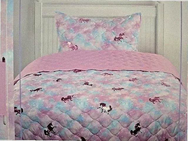 Kids Rule Unicorn Quilt & Sham Twin Size Set Pink Blue Tie Dye Metallic New