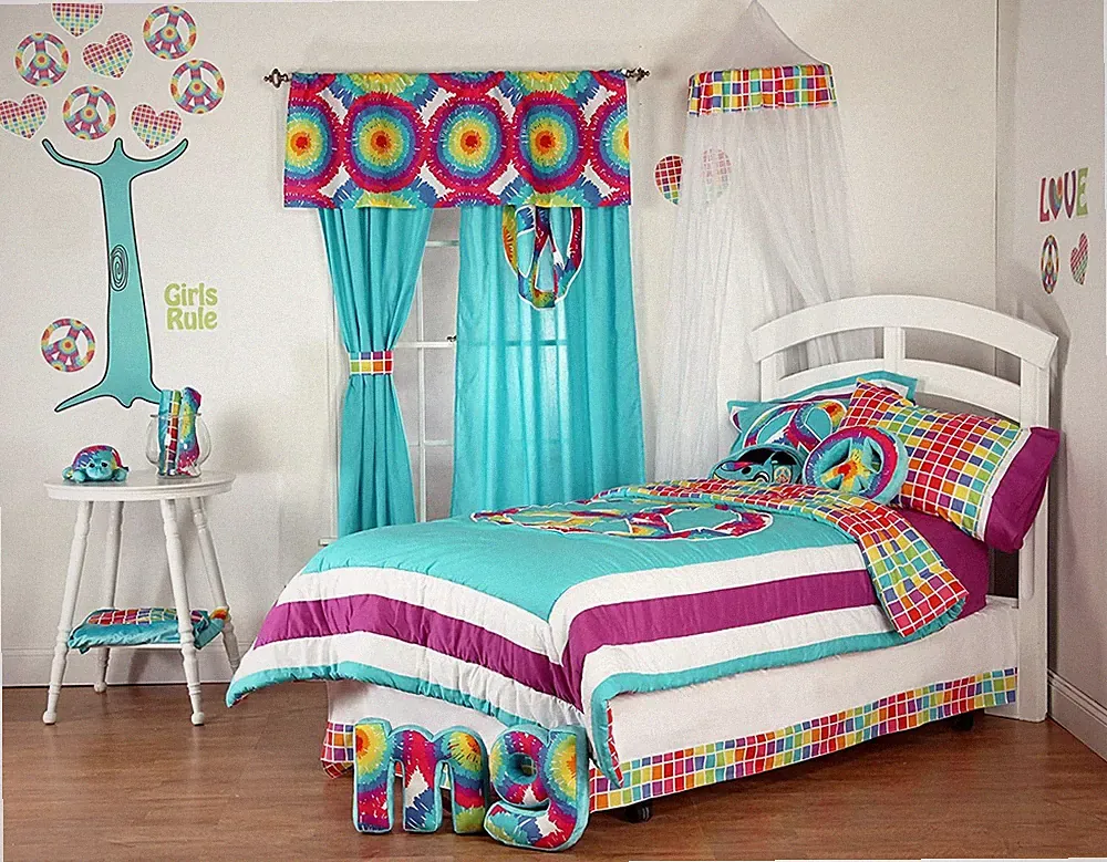 New One Grace Place Terrific Tie Dye Twin Bed Skirt