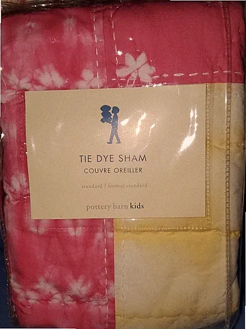 New Pottery Barn Kids PINK Tie DYE Standard SHAM yellow Quilted