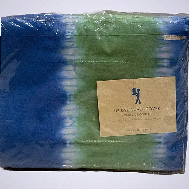 Pottery Barn Kids TIE DYE Duvet Cover Only FULL/QUEEN Blue Green NWT
