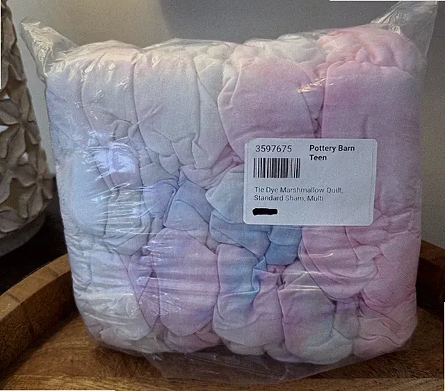 Pottery Barn Teen Tie-Dye Marshmallow Quilted Standard Puff Sham NEW