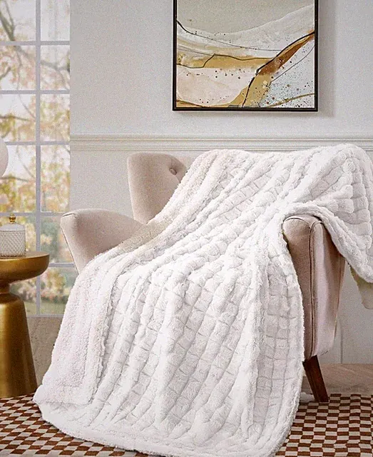 Royal Luxe Reversible Micromink to Faux-Sherpa Tie-Dye Throw, 50" x 60"