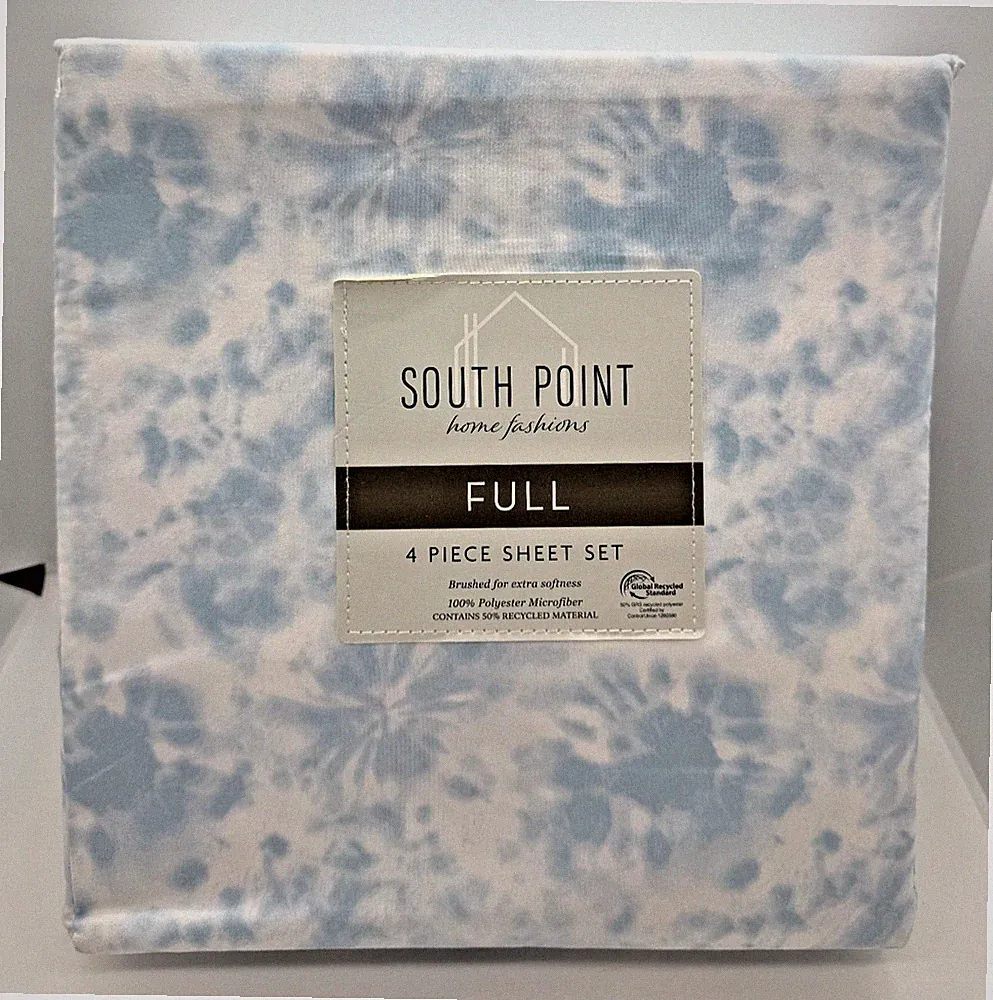 South Point Home Fashions Microfiber 4 Piece Full Size Sheet Set Tie Dye NEW