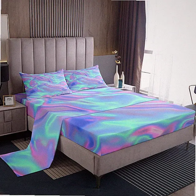 Tie Dye Bed Sheets Queen, Colorful Print Set, Psychedelic Luxury Soft Lightwe...