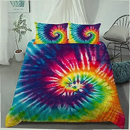 Tie Dye Bedding Sets Size, Superior Colorful Rainbow Duvet Cover Set King A2