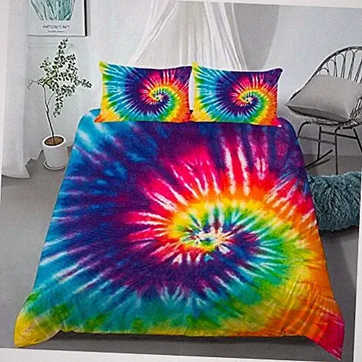 Tie Dye Bedding Sets Size, Superior Colorful Rainbow Duvet Cover Set Queen A2