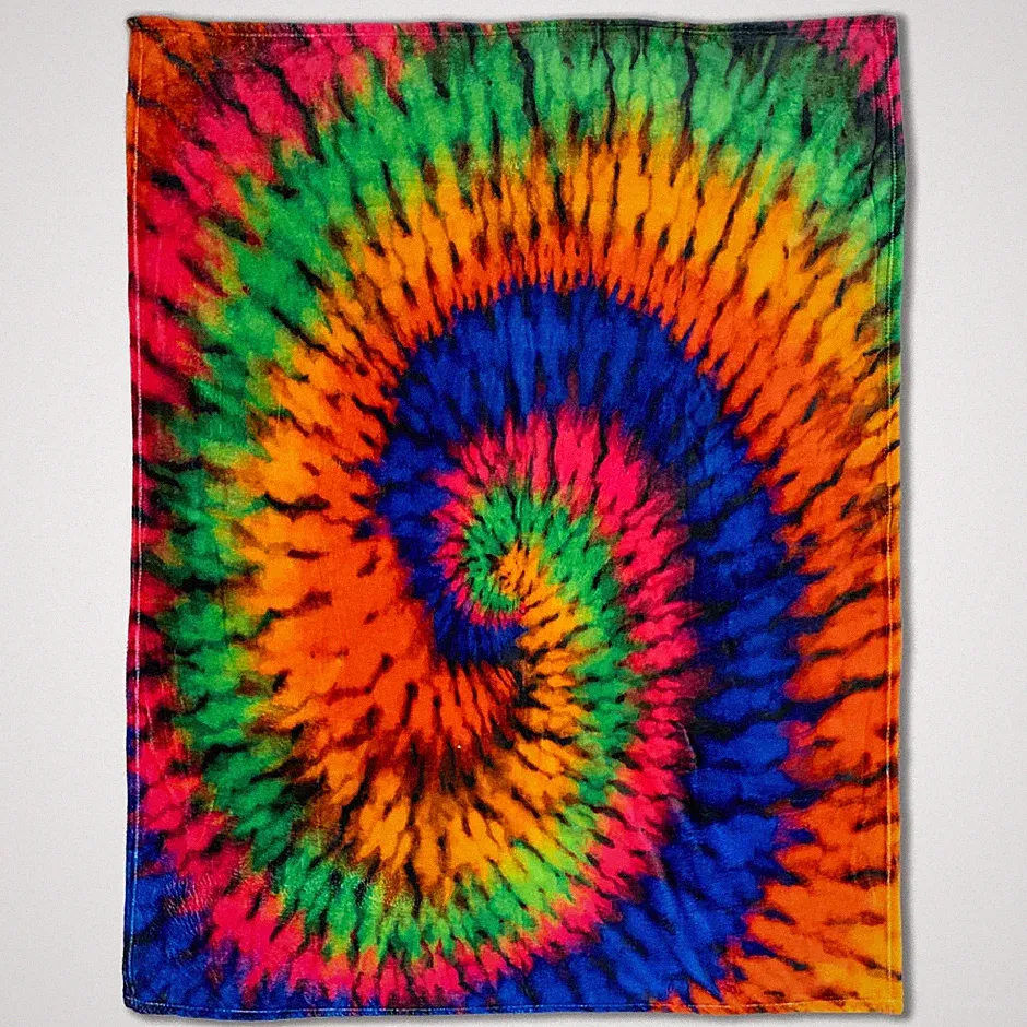 Tie-Dye Neon 50x60in Soft Plush Blanket Hippie Rainbow Bed Sofa Throw Blanket