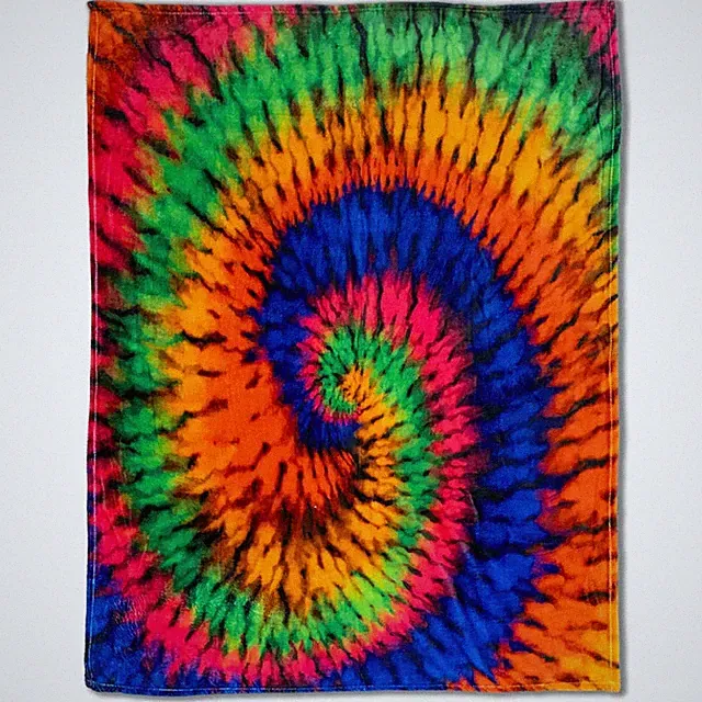 Tie-Dye Neon Blanket Soft Plush Blanket Hippy Tie-Dye Swirl Blanket 50x60in