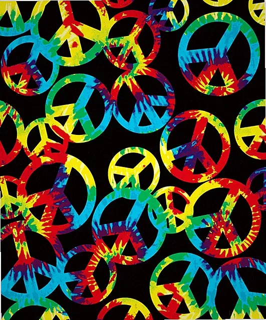 Tie Dye Peace Sign Blanket, Plush Queen Size Throw, Hippie Peace
