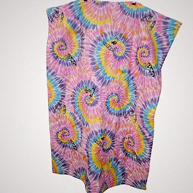 Vtg Skateboarder Tie Dye Hand Tied Quilt Blanket Blue Pink Yellow 34x48 Handmade