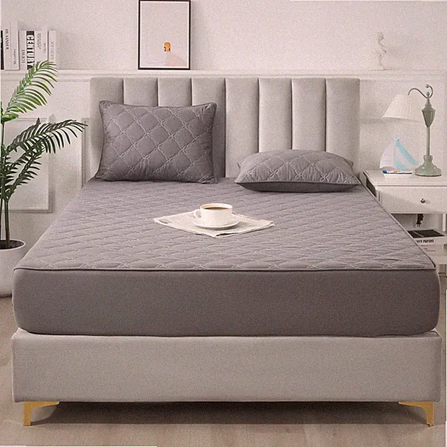 Waterproof Mattress Protector Fitted Sheet Style Machine Washable King Gray