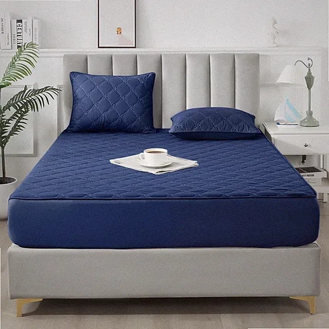 Waterproof Mattress Protector Queen Size Pad Fitted Hypoallergenic Blue Bed
