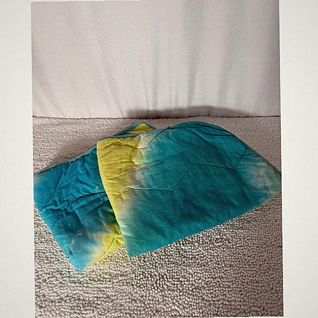 Xhilaration Tie Dye Quilted Pillow Sham Standard Blue Yellow Euro