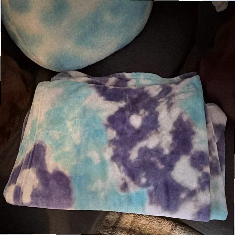 Your Zone Tie Dye Printed Plush Throw Blanket Blue Purple Polyester